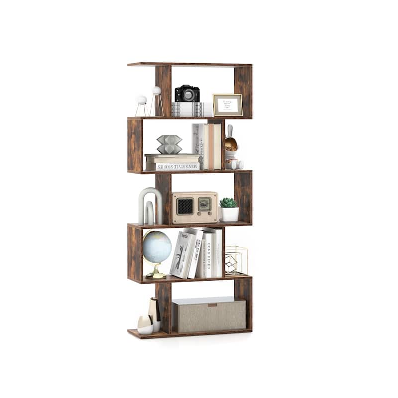 5-Tier Bookshelf with Anti-Toppling Device for Living Room Home Office - 27.5" x 9.5" x 62.5"