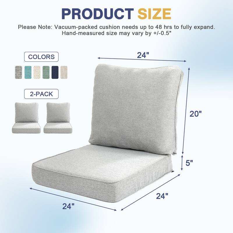 Aoodor Outdoor Seat/Back Cushion Set of 2
