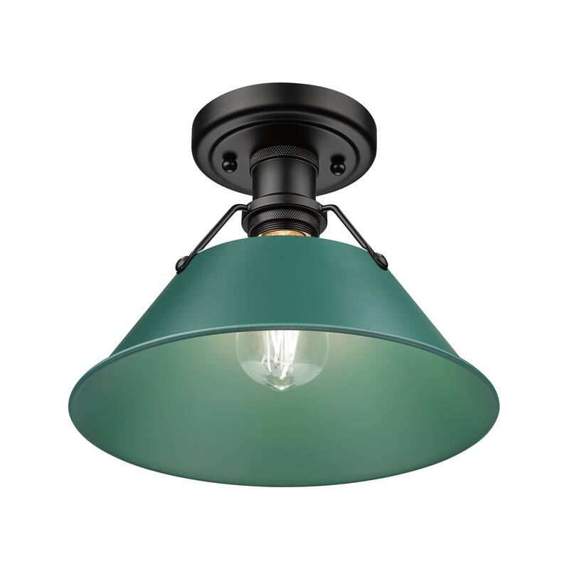 Yep by Golden Lighting Orwell 1-light Flush Mount in Matte Black and Pine Green shade