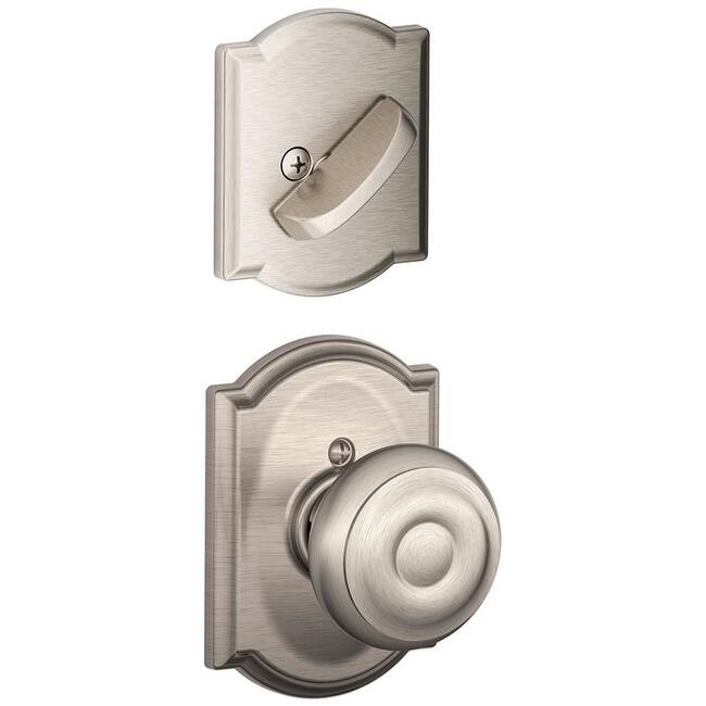 Schlage Georgian One-Sided Dummy Interior Pack with Camelot Trim - - Satin Nickel