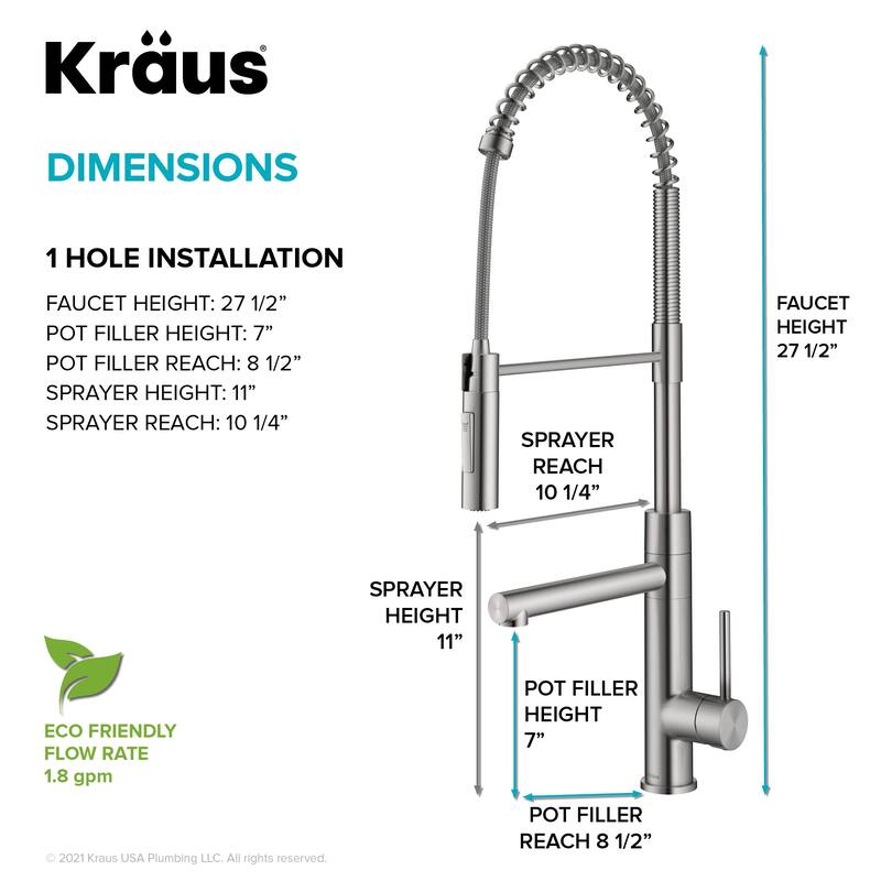 Kraus KPF-1604 Artec Pro 1.8 GPM Single Hole Pre-Rinse Pull Down