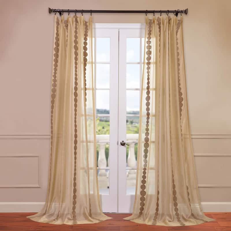 Exclusive Fabrics Cleopatra Embroidered Sheer Curtain (1 Panel) - 50 X 120 - Cleopatra Gold