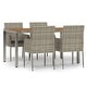 preview thumbnail 75 of 91, vidaXL 3 Piece Patio Dining Set with Cushions Black Poly Rattan - 18.9" x 21.7" x 34.6"