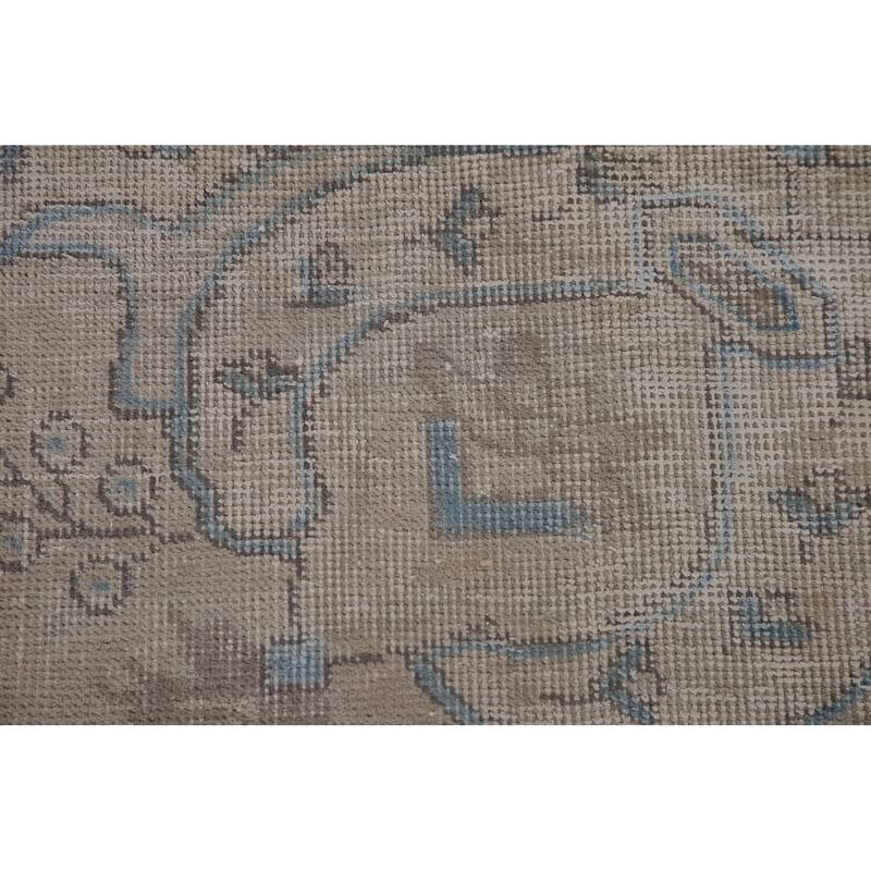 Beige Distressed Tabriz Persian Antique Area Rug Handmade Wool Carpet - 6'5" x 9'4"