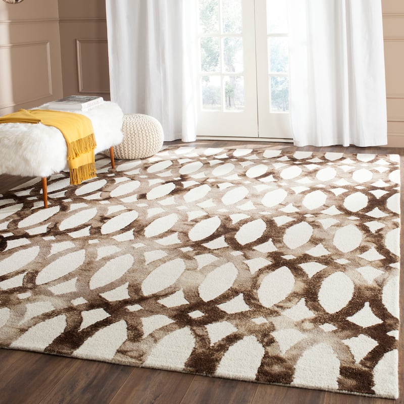 SAFAVIEH Handmade Eligija Wool Geometric Dip Dye Area Rug - 8' x 10' - Ivory/Chocolate