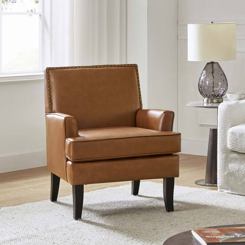 Nileus Contemporary and Classic Polyester Accent Chair with Solid Wooden Legs by HULALA HOME