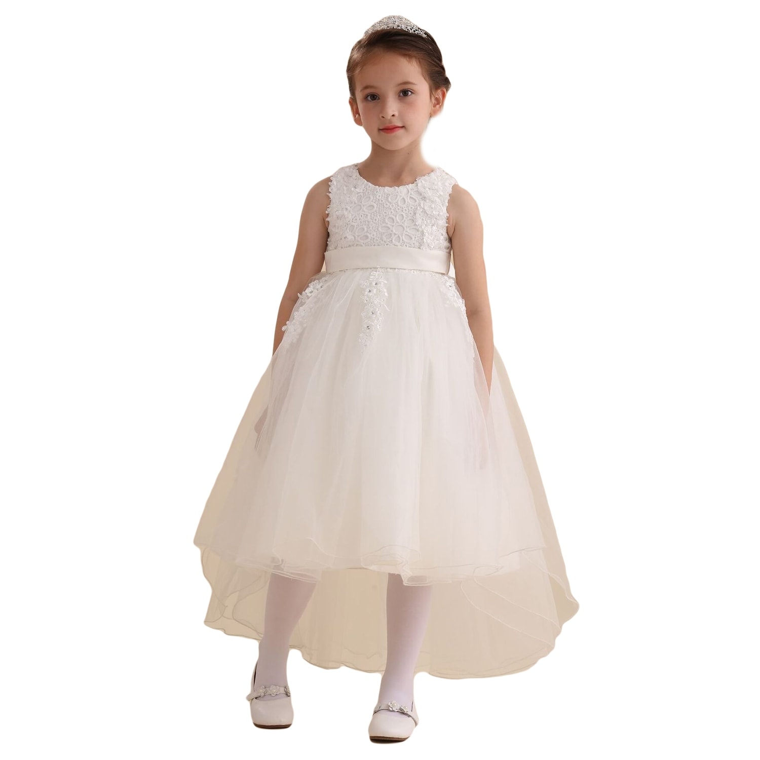 girls white flower girl dress