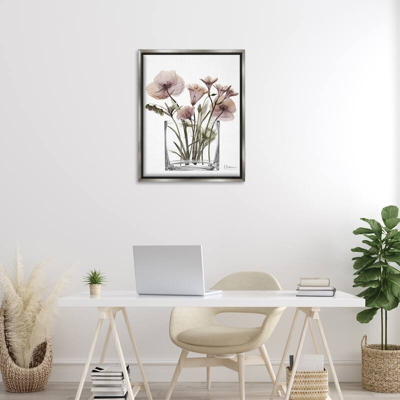 Stupell Modern Translucent Flowers Framed Floater Canvas Wall Art Design By Albert Koetsier