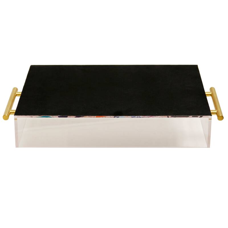Harp & Finial Songbook I Acrylic Tray- Large - Abstract Print On Acrylic With Gold Handles