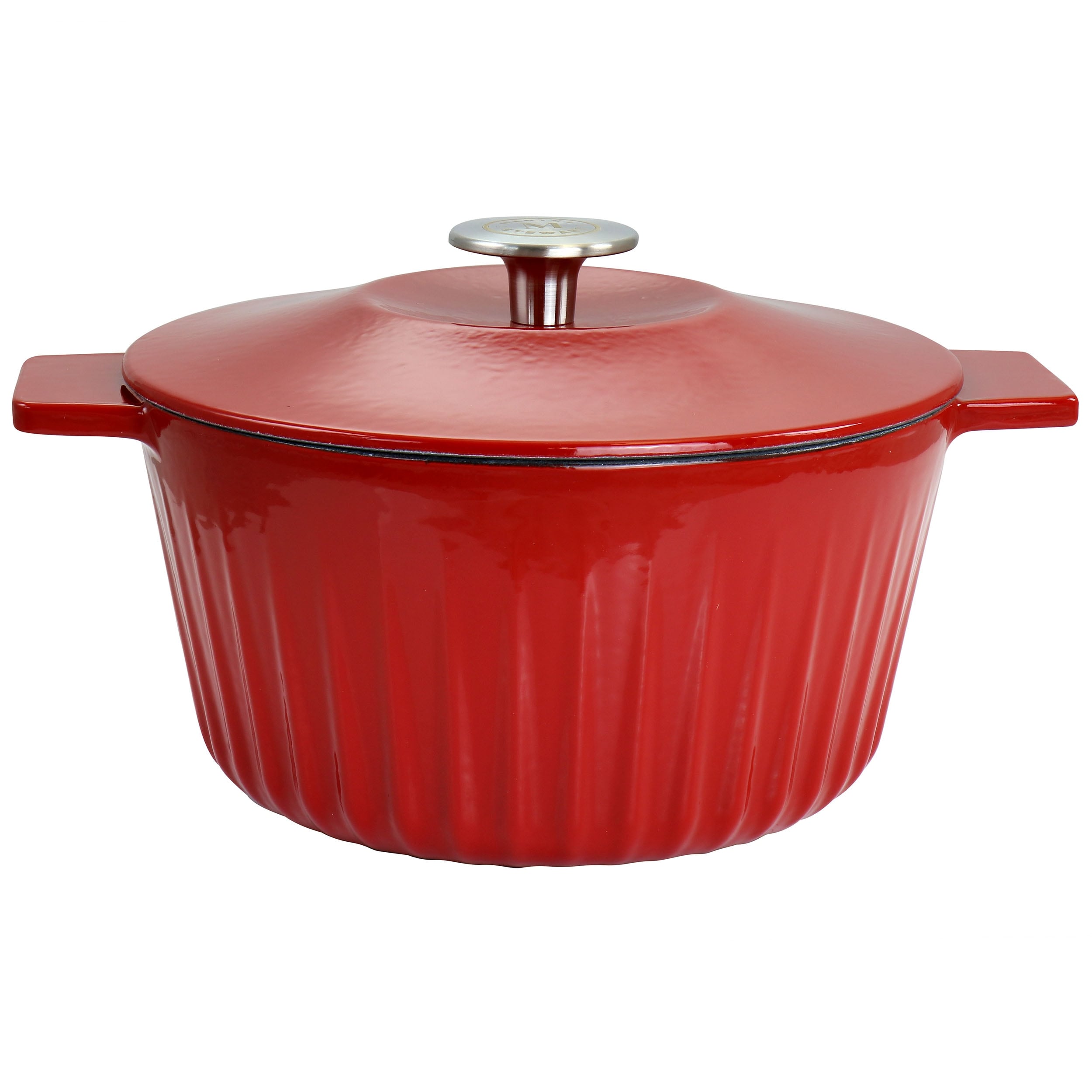 3QT Enamel Cast Iron Dutch Oven with Loop Handles, Covered Dutch Oven,  Enamel Stockpot with Lid, Red