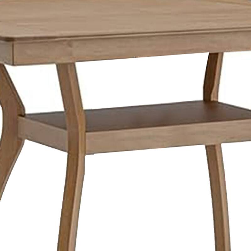 Upi 64 Inch Dining Table, Rectangular, Curved Legs, Open Shelf, Brown