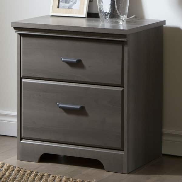 Shop Black Friday Deals On 2 Drawer Bedroom Nightstand In Gray Maple Wood Finish On Sale Overstock 29083753