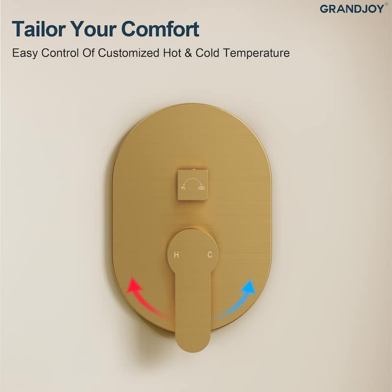 GRANDJOY Dual Shower Kit with Round Rainfall Head and Hand Shower, Lever Control Valve