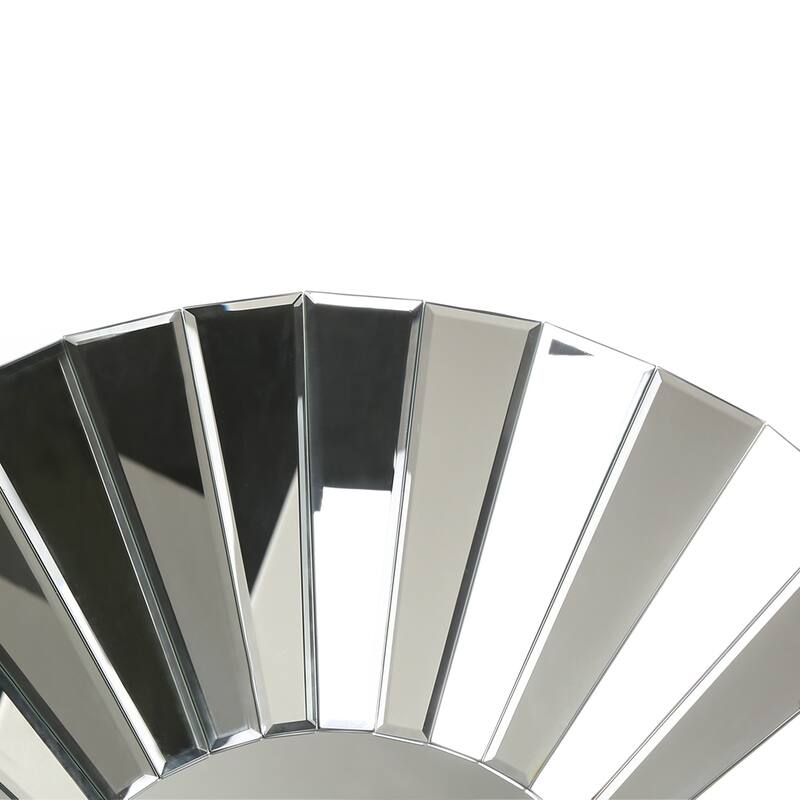Round Decorative Wall Mirror Sunburst Design with MDF Back 35 Inch - Silver/Chrome - Dia.35.4"*D0.8"