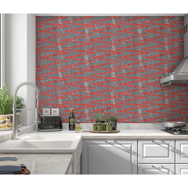 Shop Wave Ride Red Peel And Stick Wallpaper By Kavka Designs 2