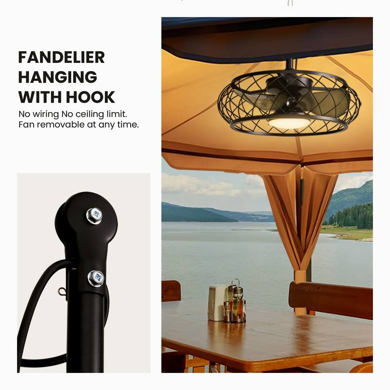 Indoor/Outdoor PlugIn Ceiling Fans with Lights and Remote, 20