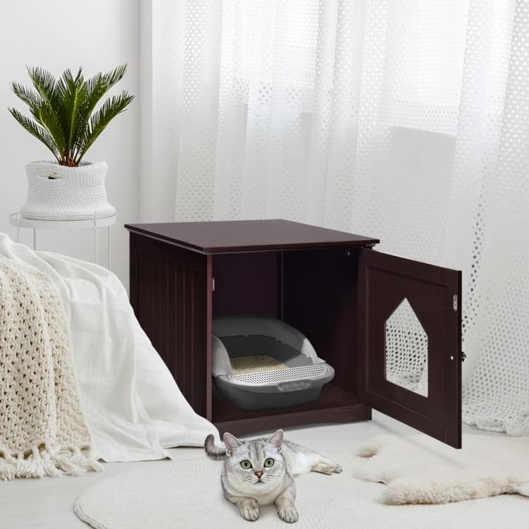 Stylish Cat House Nightstand with Magnetic Door for Easy Cleaning - 20" x 19.5" x 18.5" (L x W x H)