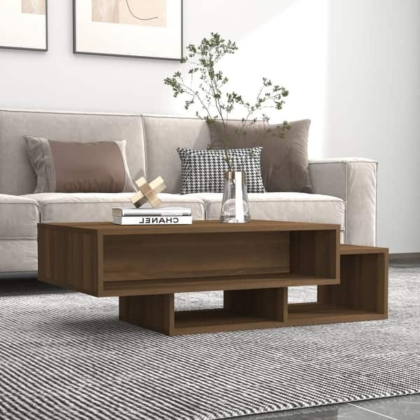 slide 2 of 5, vidaXL Coffee Table Brown Oak 41.3"x21.7"x12.6" Engineered Wood