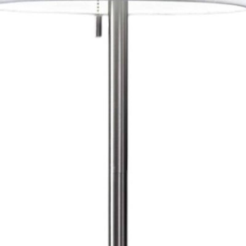 HomeRoots 61" Brass Metal Floor Lamp With White Fabric Cylinder Shade - 13" W x 13" D x 60.5" H