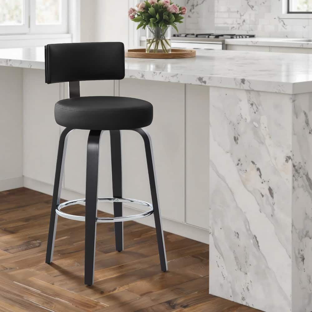 Upholstered Swivel Counter/ Bar Stools with T-Shaped Backrest
