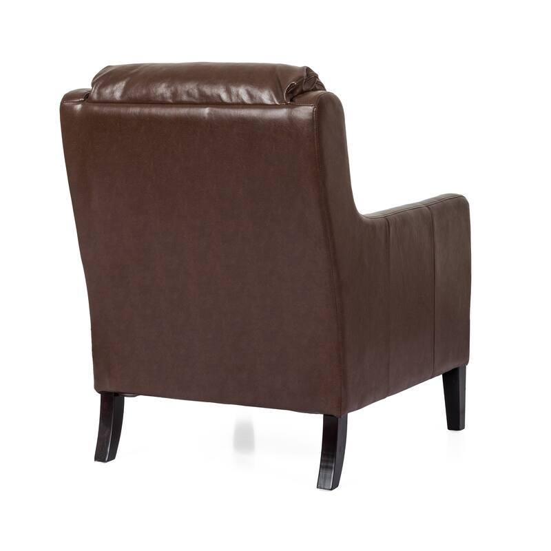 Modern 28.25" High Back Upholstered PU Club Chair with Rubber Wood Legs and Waterfull Back