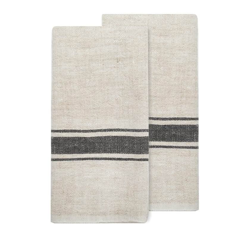 Caravan Marseille Tea Towels - Set of 2 - Black, Natural