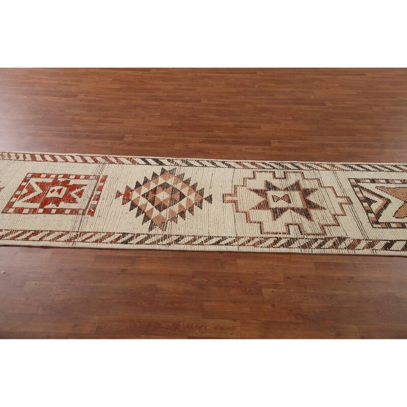 Beige Anatolian Runner Rug Handmade Wool Carpet - 2'9"x 11'2"