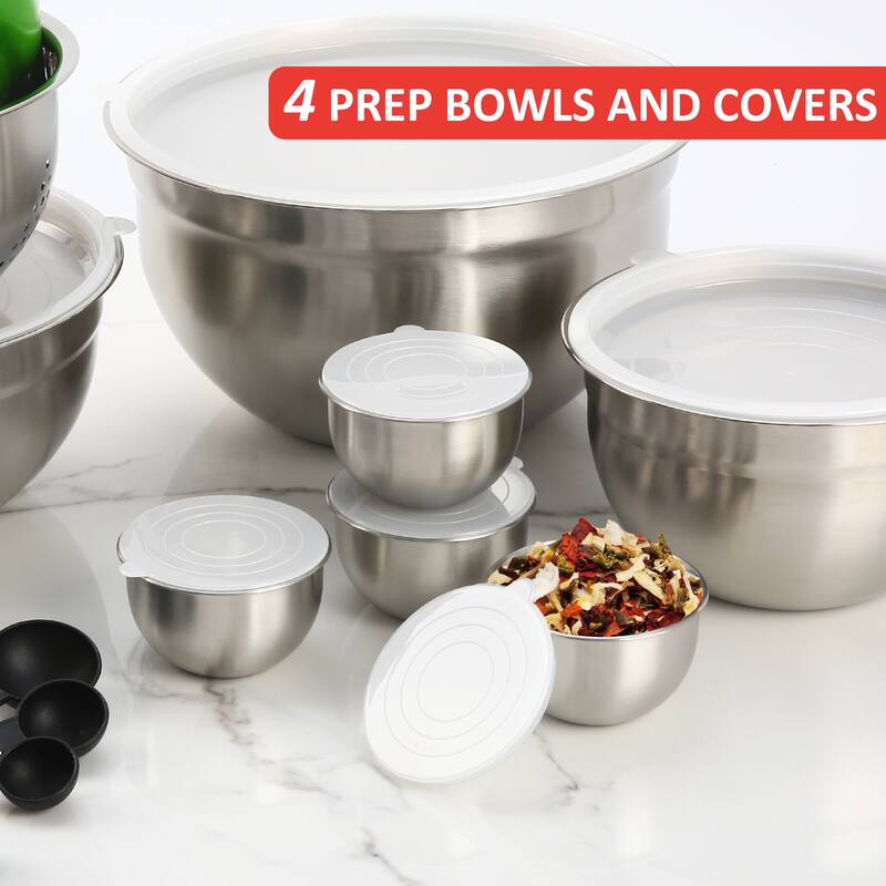 23pcs Stainless Steel Mixing Bowl Set with Airtight Lids 1.5QT 3QT 5QT