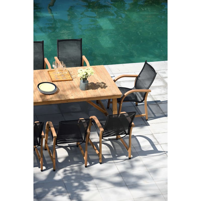 LifestyleGarden 7pc Teak & Aluminum Outdoor Patio Dining Set - 7 Piece