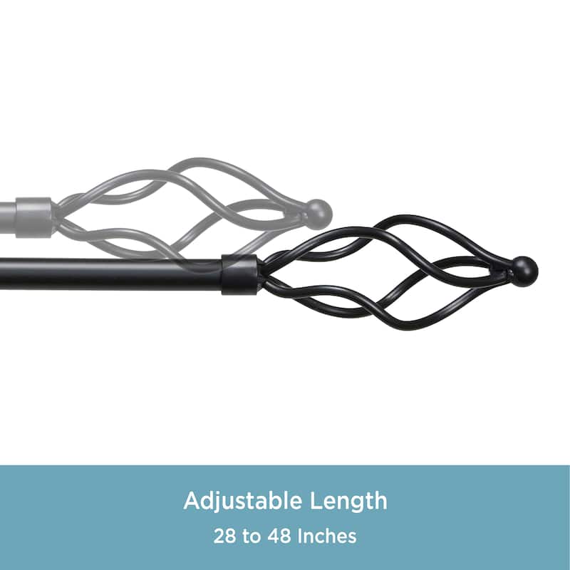 Kenney® Eggbeater 5/8" Standard Decorative Window Curtain Rod, 28-48", Black