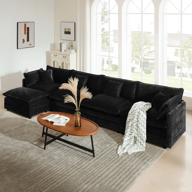 Cloud Chenille Upholstered Modular Sectional Sofa with DIY Combination Design