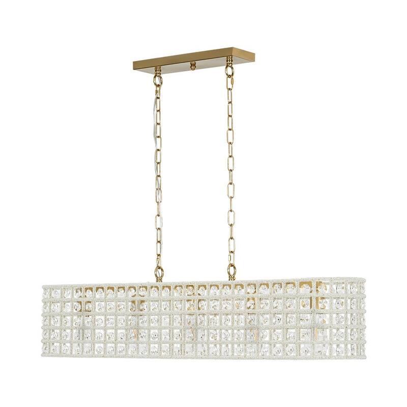 Gorgeous 5-Light Sparkling Crystal Grid Linear Chandelier