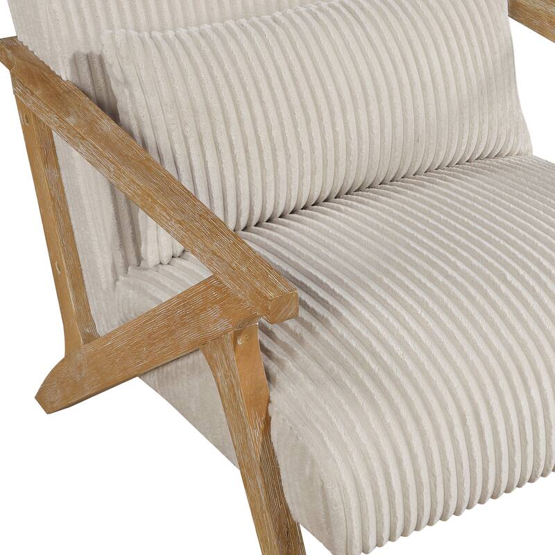 Bennett 27" Corduroy Accent Chair with Wood Frame & Matching Pillow