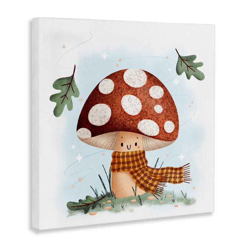 Stupell Happy Mushroom in Scarf Canvas Wall Art Design By Sarah Hickman