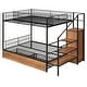 preview thumbnail 9 of 10, Twin Over Full Metal Bunk Bed with Drawer, Storage Ladder, Wardrobe and Shelving, Perfect for Kids & Guest Rooms, Black