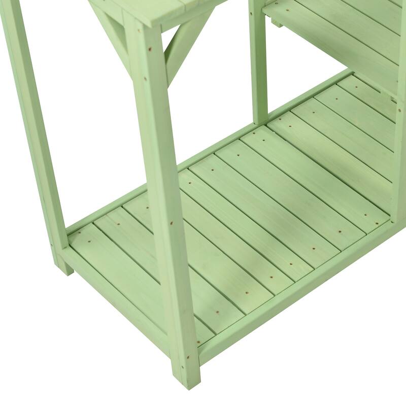 Wooden Outdoor Potting Table with 6-Tier Shelves