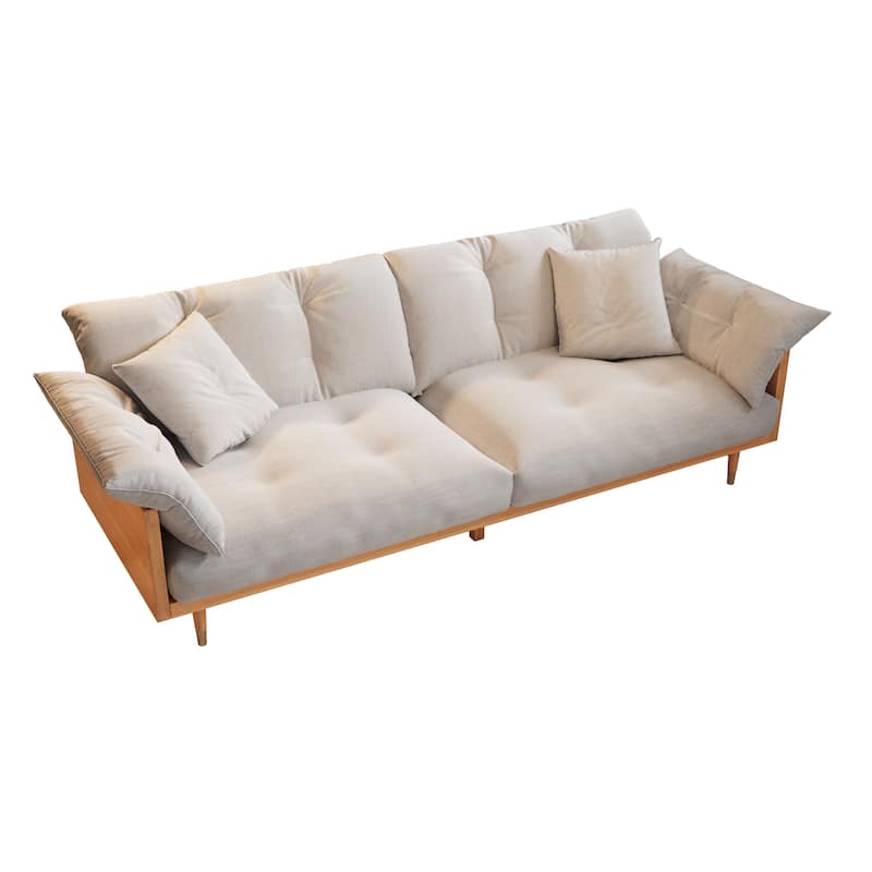 JASIWAY Modern 3-Seat Upholstered Cotton Linen Sofa