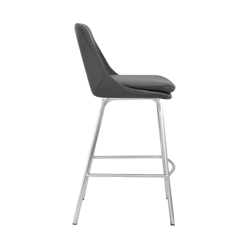 Carise Metal and Faux Leather Bar or Counter Swivel Stool