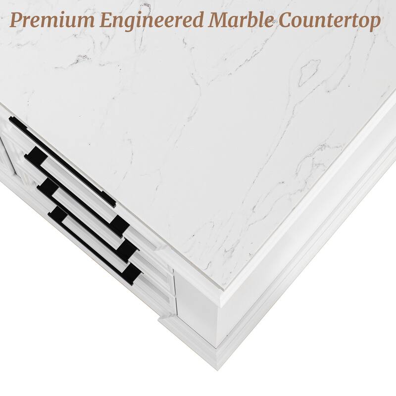 36 Inch Bathroom Vanity with Sink, Soft-Close Sliding Drawers & Cabinet, Bathroom Vanity Cabinet Set in White