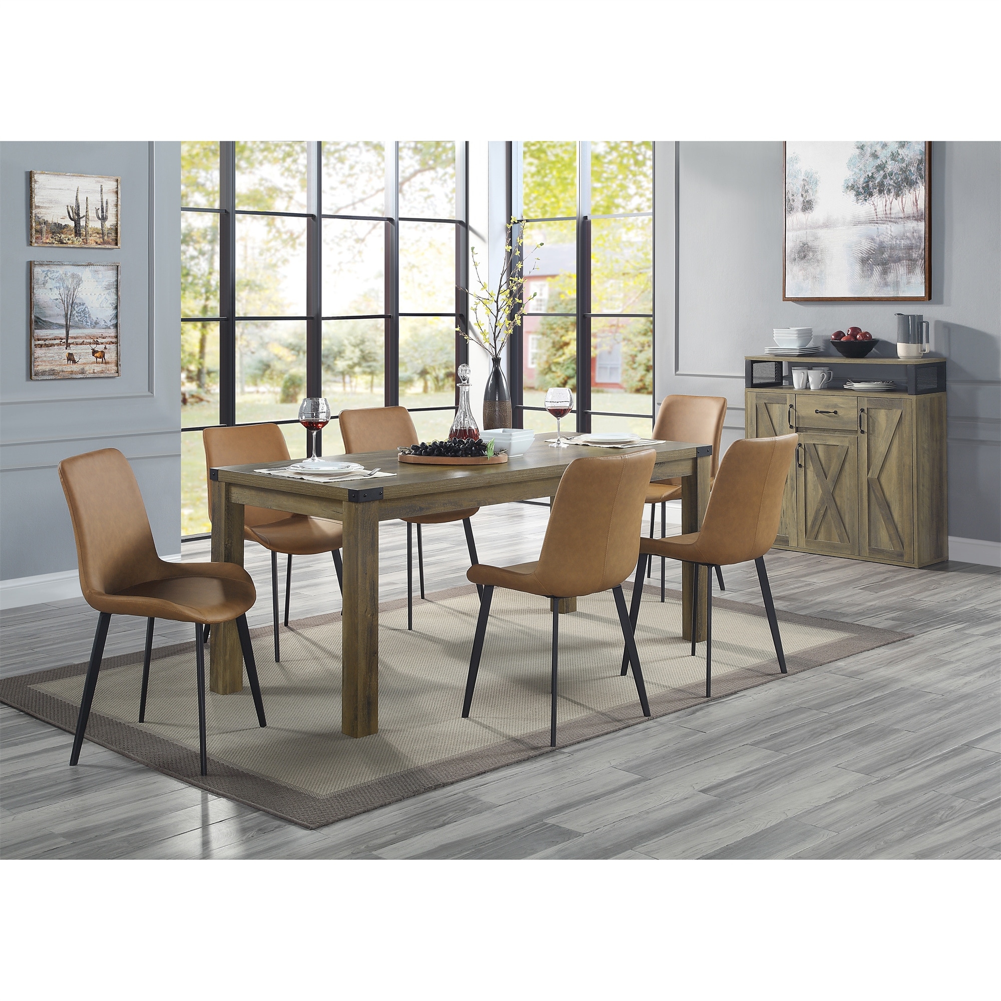 Rustic oak dining top table and 4 chairs