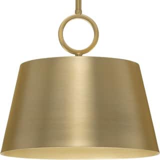 Parkhurst Collection One-Light New Traditional Brushed Bronze Metal Glass Pendant Light - 12.37 in x 12.37 in x 11.87 in