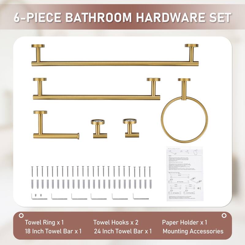 WOWOW 6-Piece Bath Hardware Set with Mounting Hardware