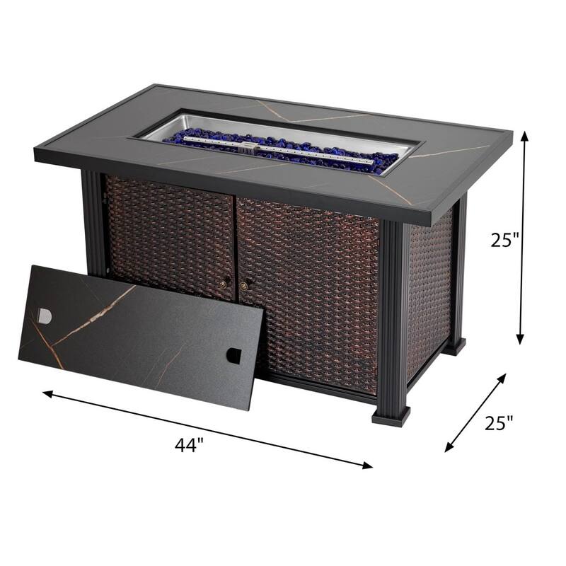 44 Inch Propane Fire Pit Table with Double-Sided Cover, 50000Btus - 44 Inch