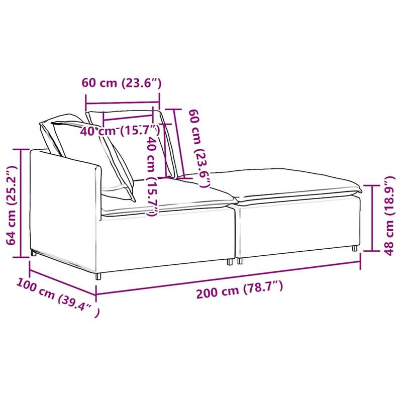 vidaXL Modular Sofa Dark Grey Fabric, Foam, Metal Oversized Modular - 39.4 x 78.7 x 25.2 in.