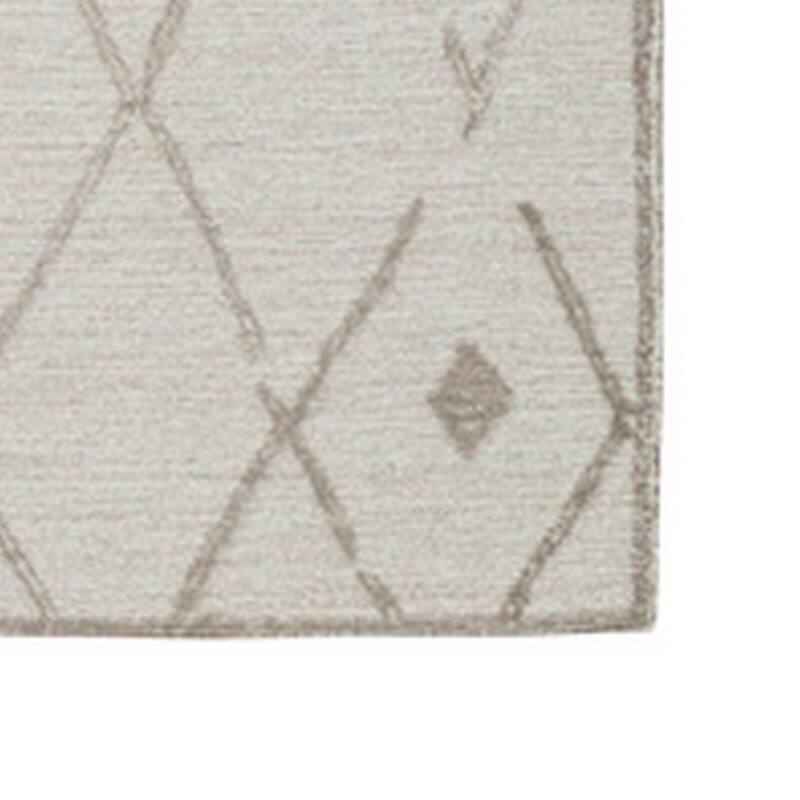 Hima 8 x 10 Area Rug, Geometric Pattern, Hand Tufted Gray Wool Cotton Back - 8 x 10