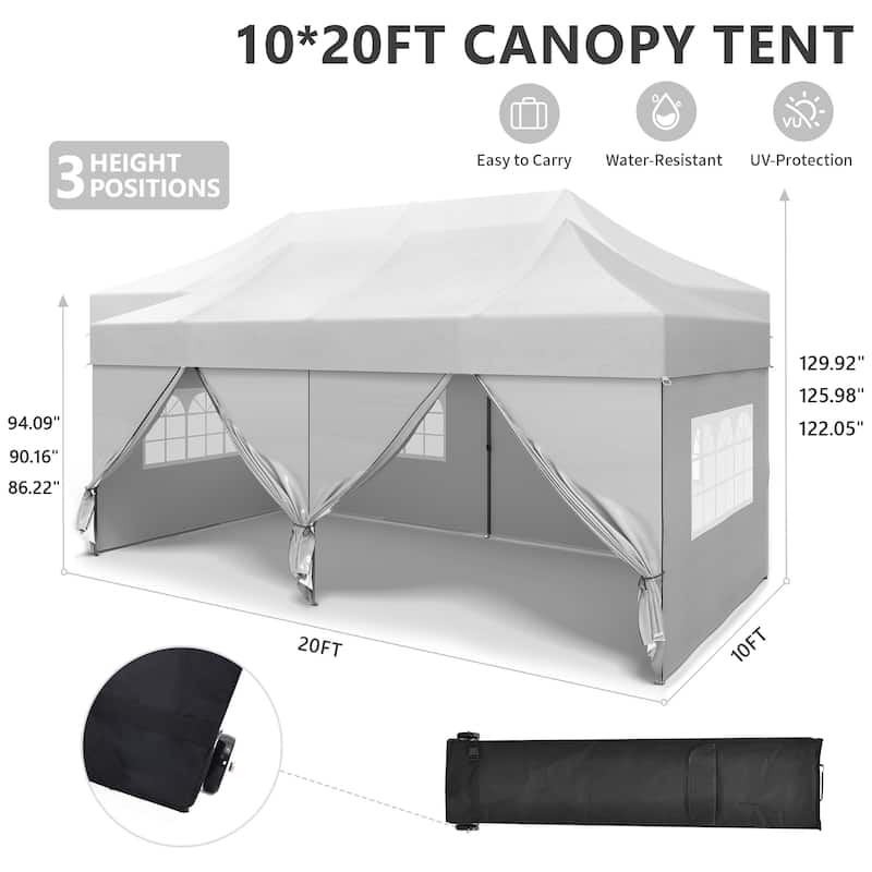 Ainfox 10x20 Heavy Duty Pop up Canopy Tent,Outdoor Shade Instant Folding Event Gazebo with Wheeled Bag
