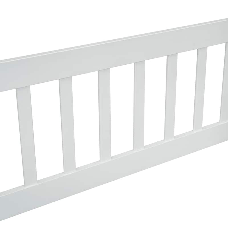 Full Wood House-Shaped Floor Bed with Fence, Guardrails
