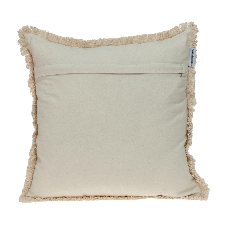 HomeRoots 18" Beige And Brown Geometric Cotton Blend Throw Pillow with Fringes And Texture
