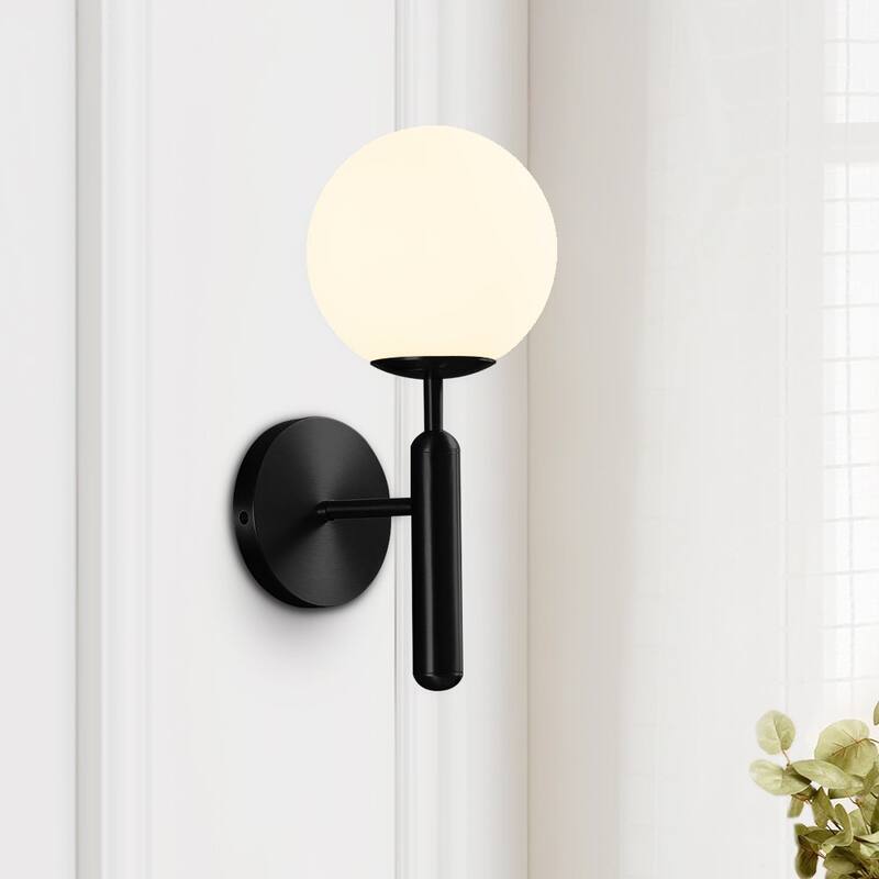 1-light Glass Globe Wall Sconce