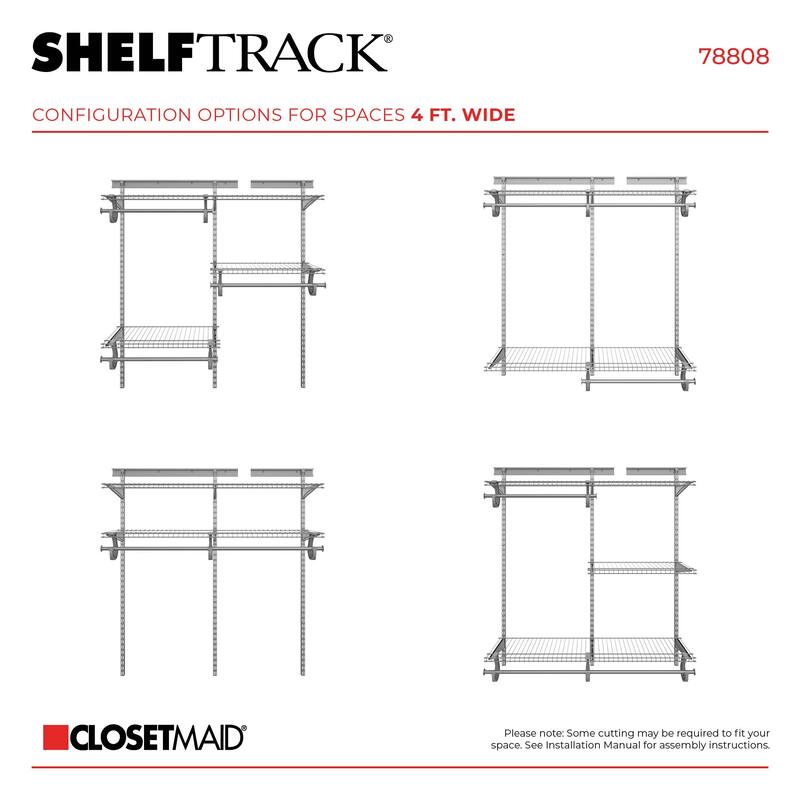 ClosetMaid ShelfTrack 48-72 inch W Adjustable Wire Closet System